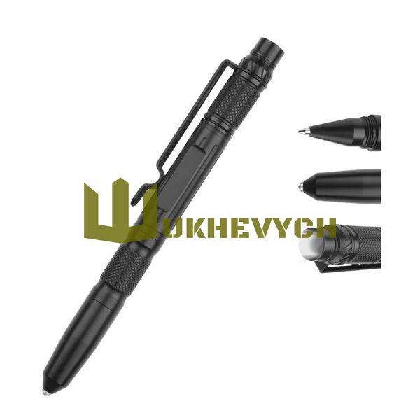 Ручка зі склобоєм та ліхтариком Prymara II TAC-PEN-T9-2-BK фото